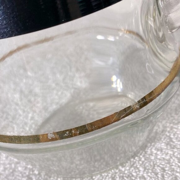 Vintage Glass Pitcher W Pink Black Gold Stripes - Picture 9 of 12